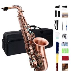 BRAND NEW..Saxophone Eb Alto Antique Red Sax Full Kit With Mouthpiece,Straps, Reeds