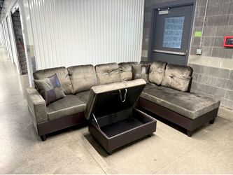 New L Shape Sectional With storage ottoman- Delivery Available