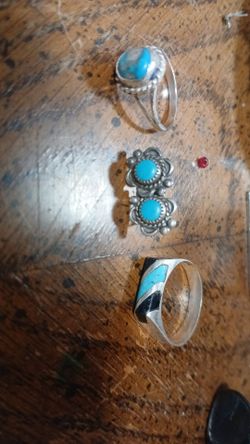 Silver rings and earrings