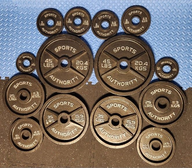 Steel Weight Plates 255LB Set With Rack/Stand - Olympic Weights 2 inch Center