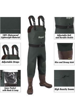 Duck Hunting/Fishing Waders W/200G Rubber Boots. Insulated Neoprene Size 13 NEW Mens 13 & Women’s 11