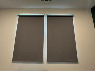 IKEA FYRTUR Black-out roller blind, smart wireless/battery operated, gray, 38x76 ¾ " and 27x76 ¾ "