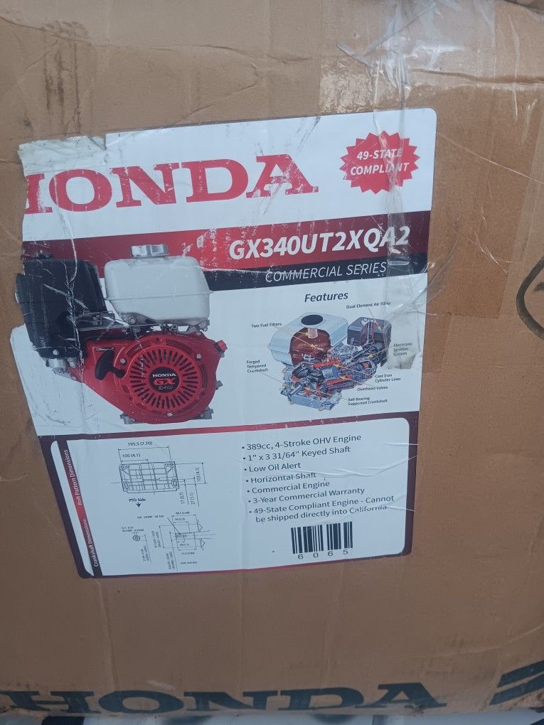 New Honda Motor 9 Hp. With 1" Shaft
