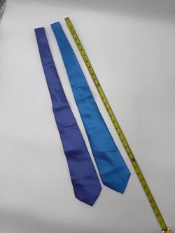 Lot of 2 Kat Long Handmade 100% Silk Neck Ties Blue Purple Textured