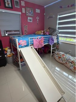 Twin loft bed with slide