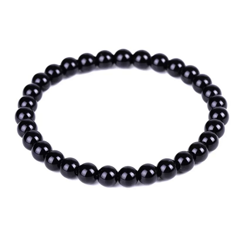 Black Obsidian Natural Stone Bracelet Fat Relief Promote Blood Circulation Anti Anxiety Weight Loss Bracelets Women Men Jewelry 6mm beads Pin Broo