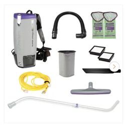 BRAND NEW IN BOX ProTeam Super Coach Pro 10, 10 qt. Commercial Backpack Vacuum Cleaner with Xover Multi-Surface and Telescoping Wand Tool 