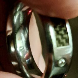 Mens Titaniun Carbon Fiber Wedding Ring Size 11