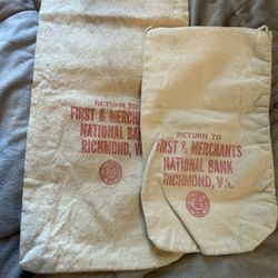 First & Merchants National Bank Richmond VA Money Bags Set Of 2