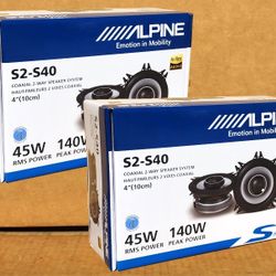 Alpine S Series Car Speakers 2 Sets 4" 2-Way Coaxial Speaker System 280 Watts Package S2-S40 🚨 Payment Options Available 🚨 No Credit Needed 🚨 