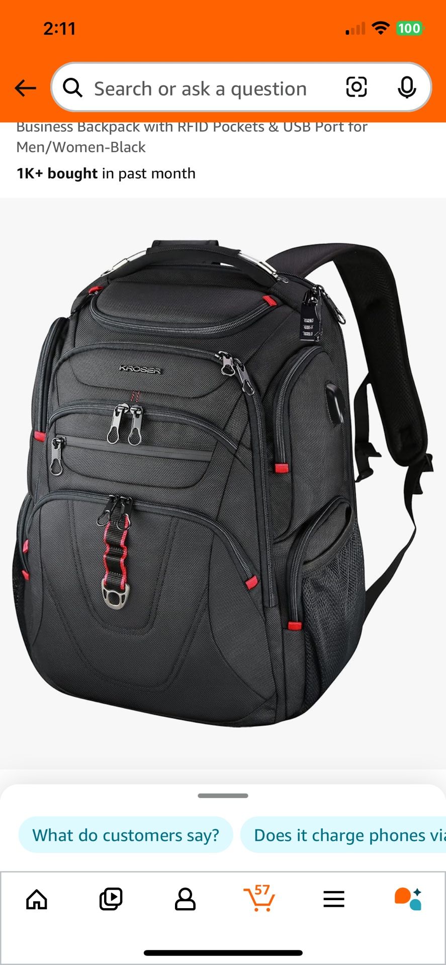 KROSER TSA Friendly Travel Backkpack,All Products : American Fashion Style Bags On Sale