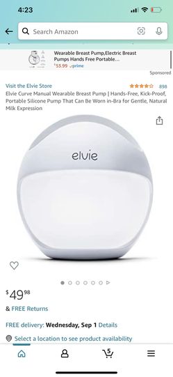 Elvie Curve Manual Wearable Breast Pump , Hands-Free, Kick-Proof