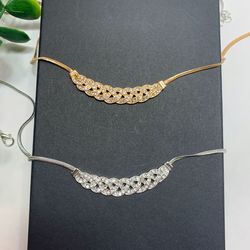 2 Sets Romantic Choker Chain Necklace Accessory, Gold and  Silver Color