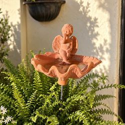 Checkout my other listings   Approx. 38” H overall. Decorative cherub shell basin measures approx. 8” W × 6” D.