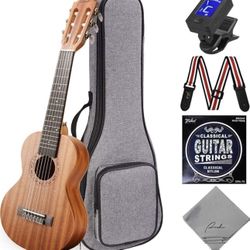 Ranch Guitalele Acoustic 28 inch Professional 6 Strings Guitar Ukulele Small Travel Classical Guitarlele Kit for Beginners Pack Bundle Gig bag, Tuner,