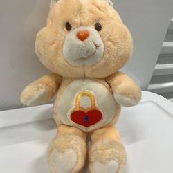 Vintage 80s Care Bears Talking Secret Heart Plush Stuffed Animal Toy Kenner Lock