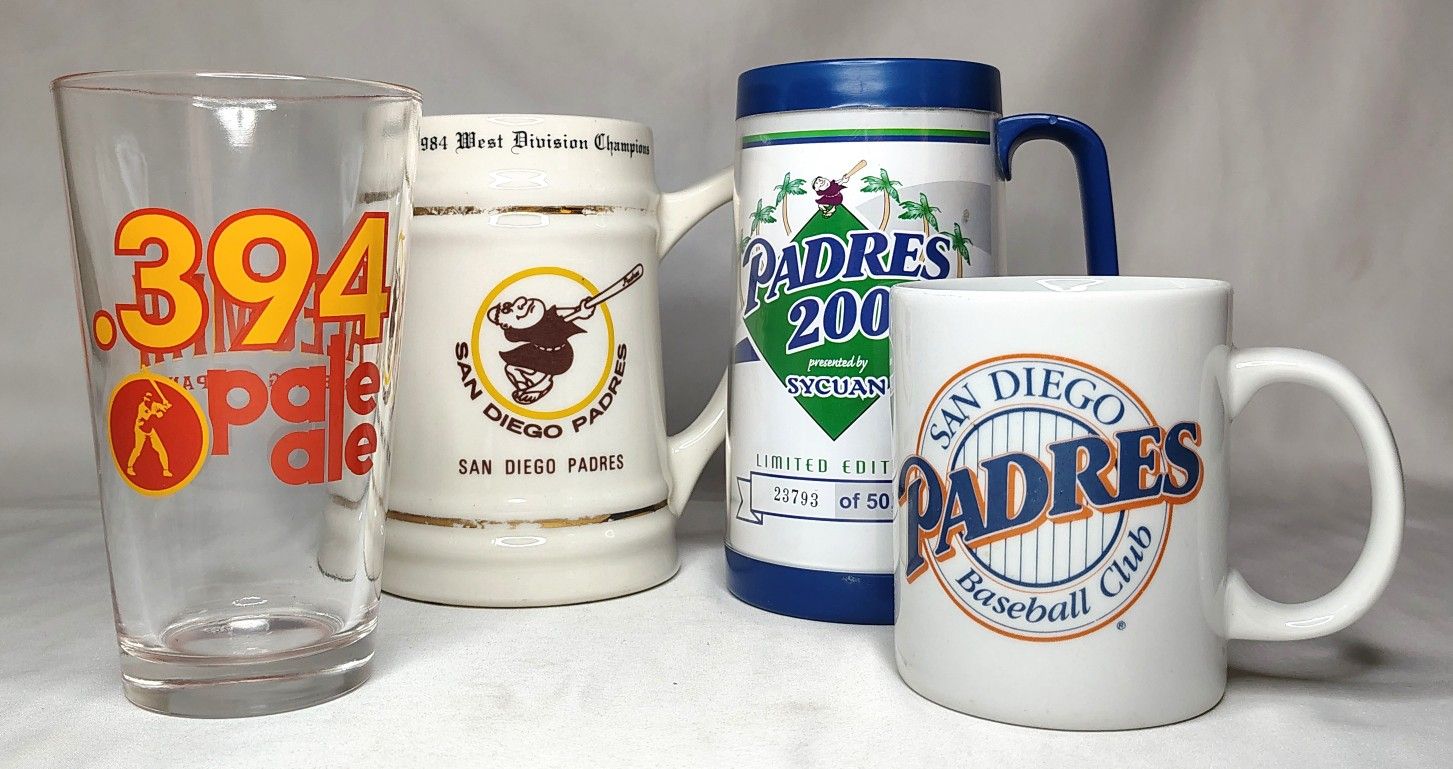 San Diego Padres Pint Glass Mugs Stein Lot of 4