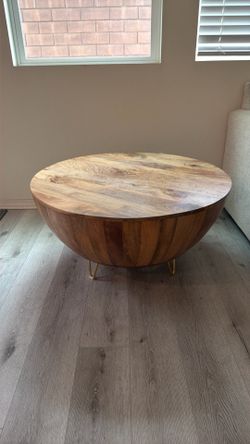 Round wooden coffee table