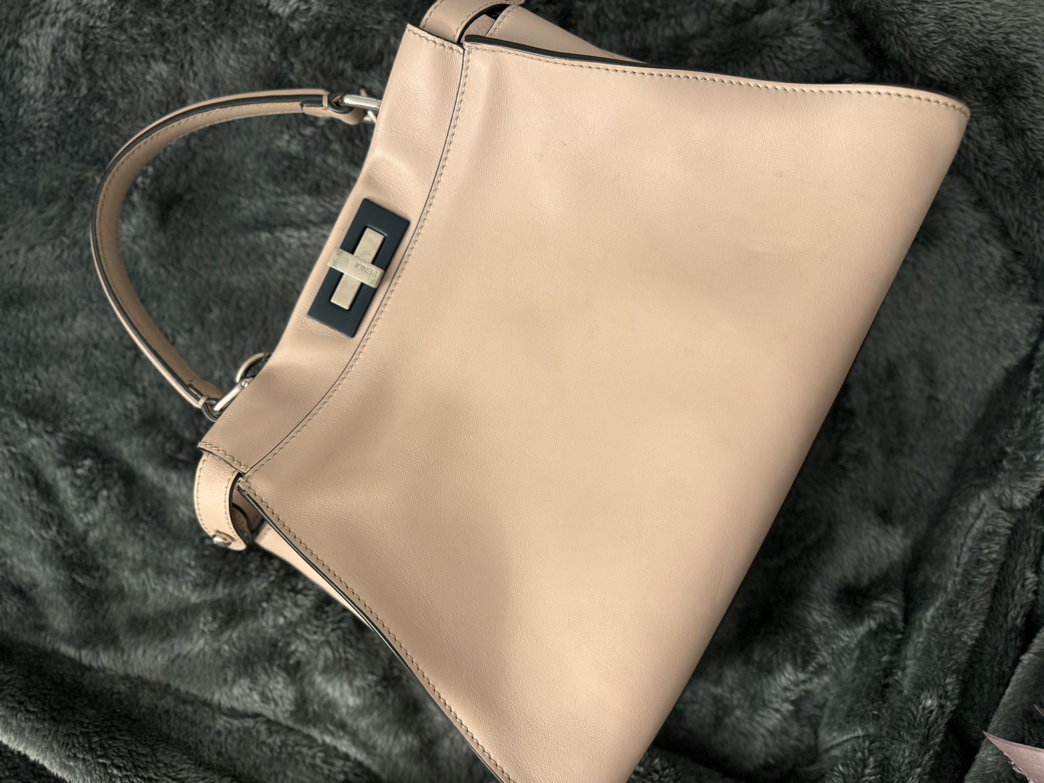 AUTHENTIC Fendi Peek A Boo Calf Lamb Leather Handbag Luxury Designer Womens