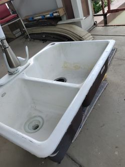 White Cast Iron Double Sink By Kholer