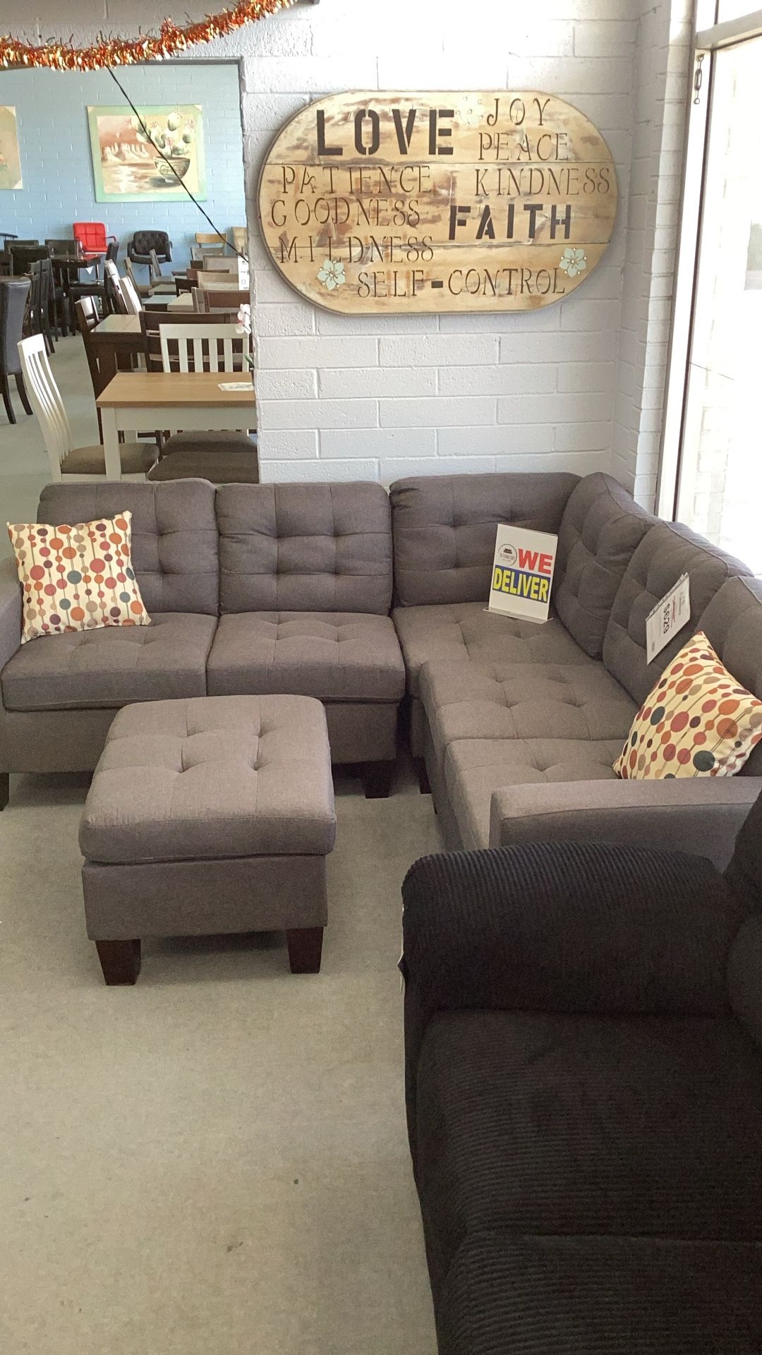 Grey Sectional With Ottoman