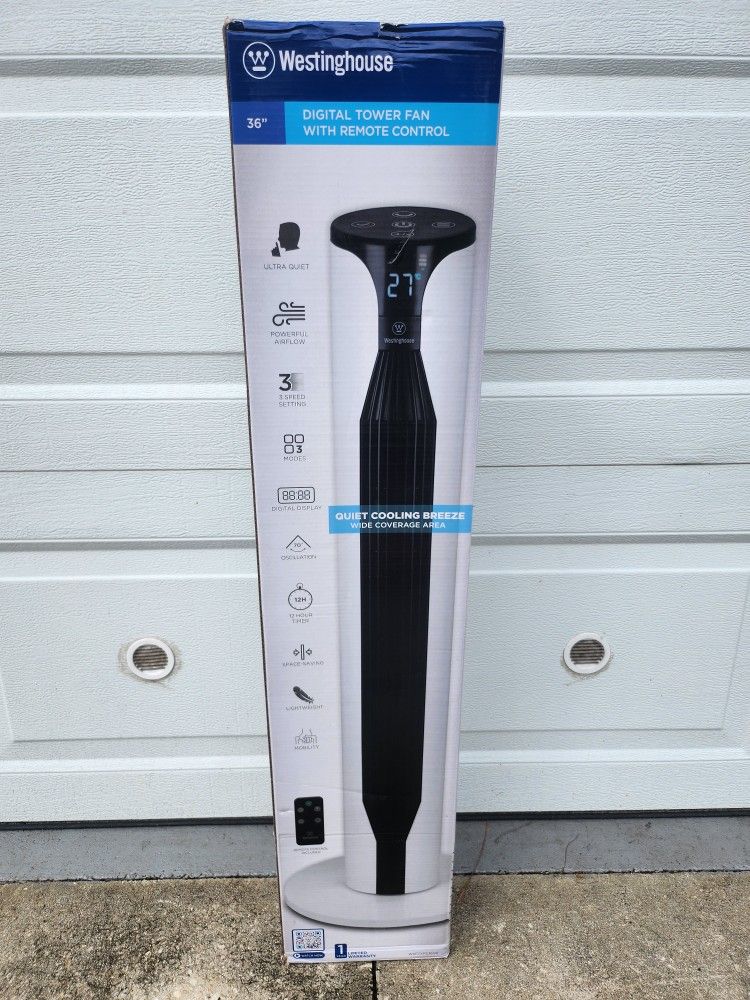 Westinghouse 36" Digital Tower Fan with Remote Control -BRAND NEW