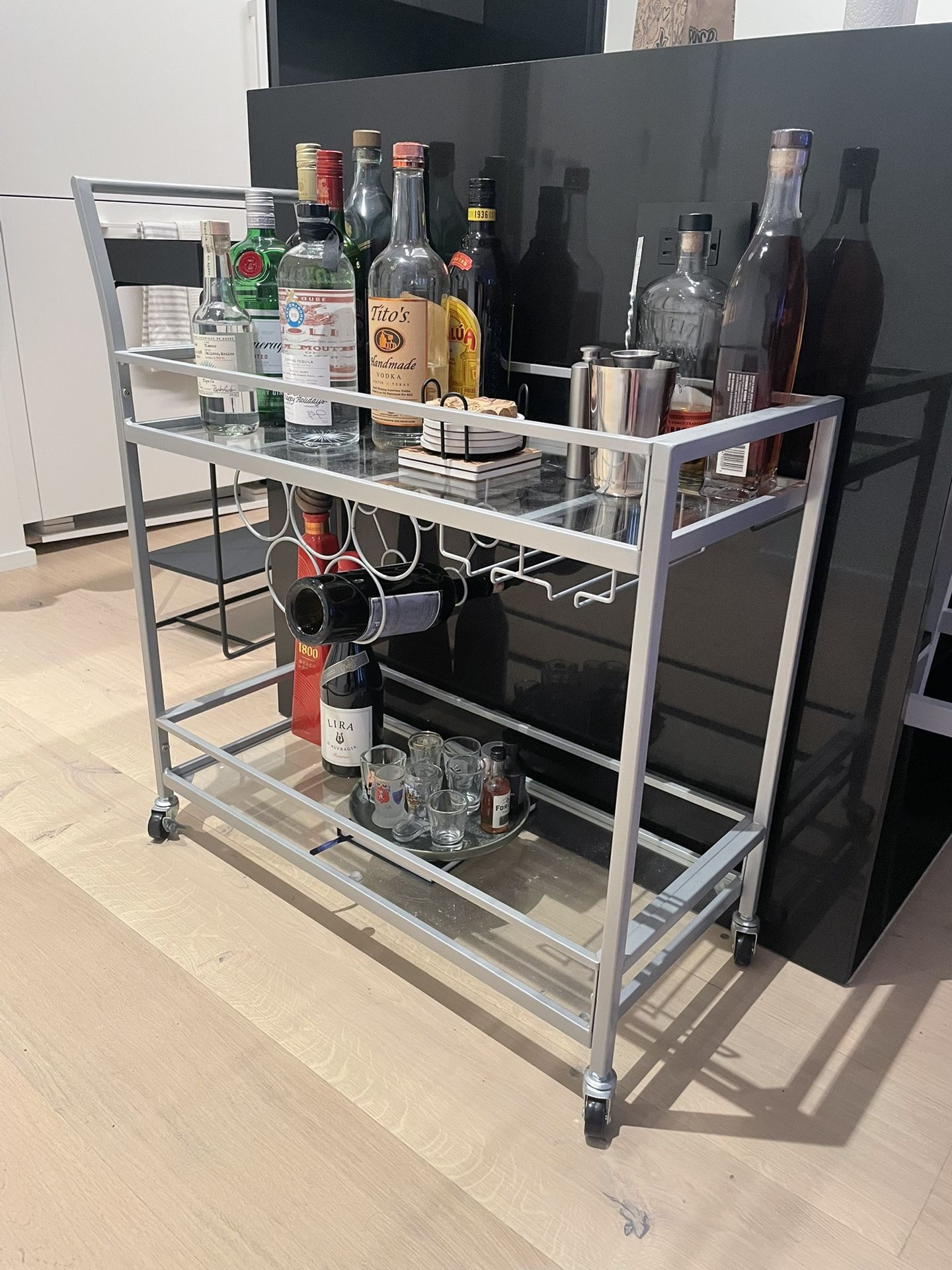 Bar cart - Modern Metal and Glass ($30)