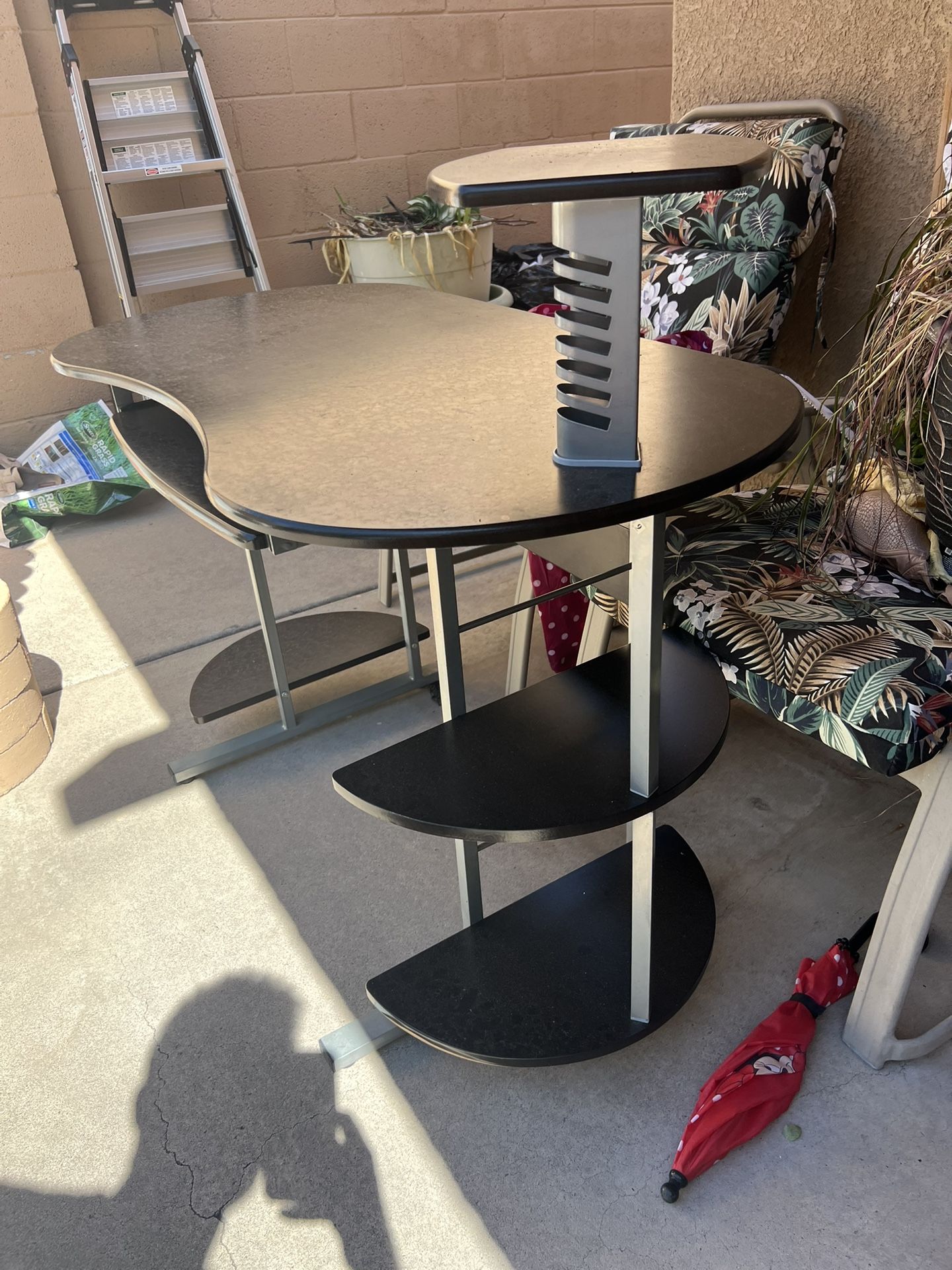 Modern Black Computer Desk with Shelving