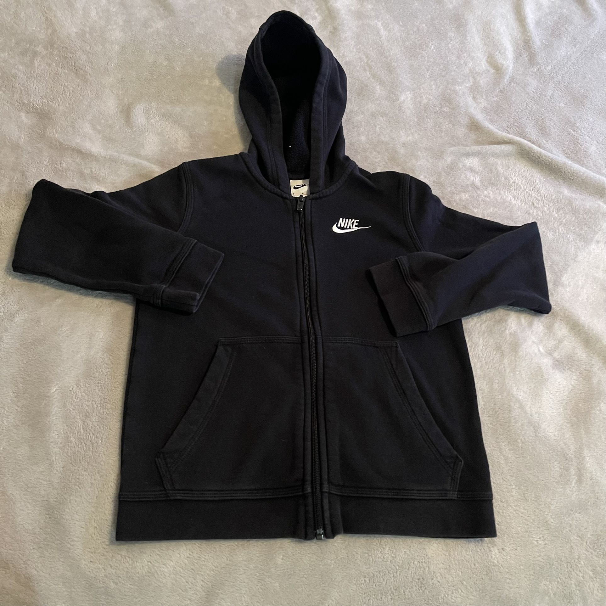Nike Hoodie Boys Small Black Full Zip Pullover Sweatshirt Sweater Youth Casual