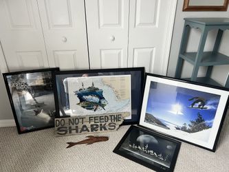 Blacked Framed Wall Are Fishing Snowboarding Long Boarding