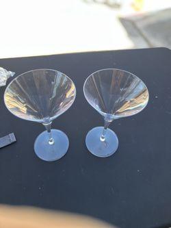 2 Crystal Martini Glasses