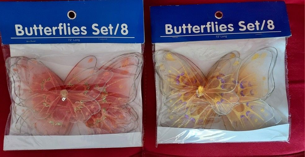 Organza Glitter Butterflies Hanging Set/8 🦋 Wall Art