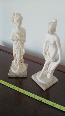 vintage composite marble or alabaster sculptures of the "Venus in the Bath"
