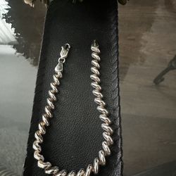 Italy 925 Sterling Silver 5mm San Marco 7" Bracelet Preowned.