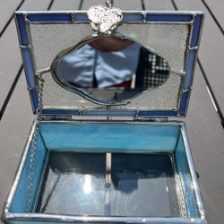 Stained Glass Mirrored Lighthouse Jewelry Box