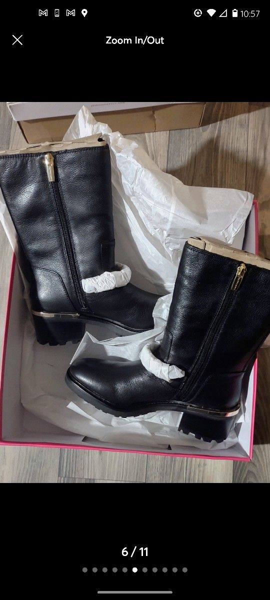 Black REAL Leather Vince Camuto boots size 5 1/2