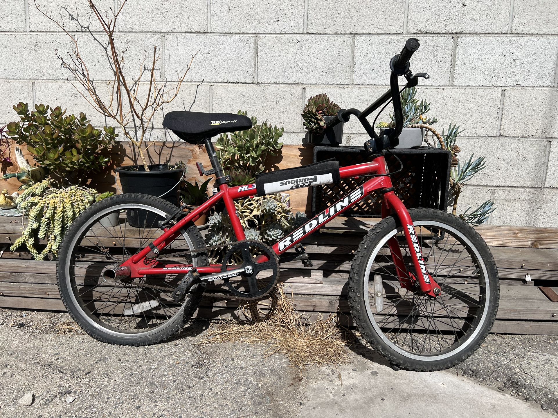As Is 1990s Redline BMX bike (flat Tires, Possibly Bad Tubes) Red Redline RL340