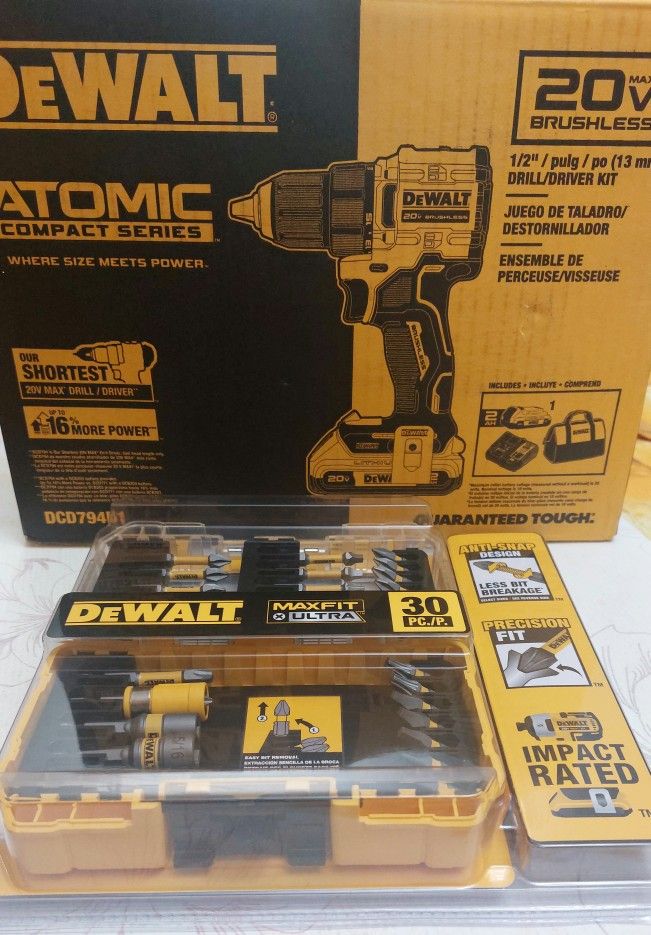 Dewalt Atomic 20 V Compact Series Plus Dewalt Maxfit Ultra 30 pc  I Don't Share My Phone Number.