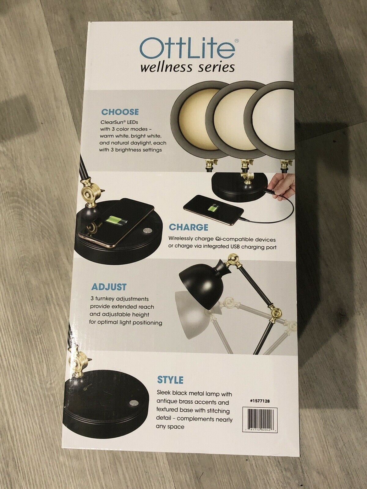 Ottlite wellness series wireless charging led usb adjustable desk lamp