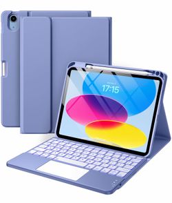 iPad (A16) 10th/11th Gen Wireless Keyboard Case with Trackpad & Pencil Holder – Blue