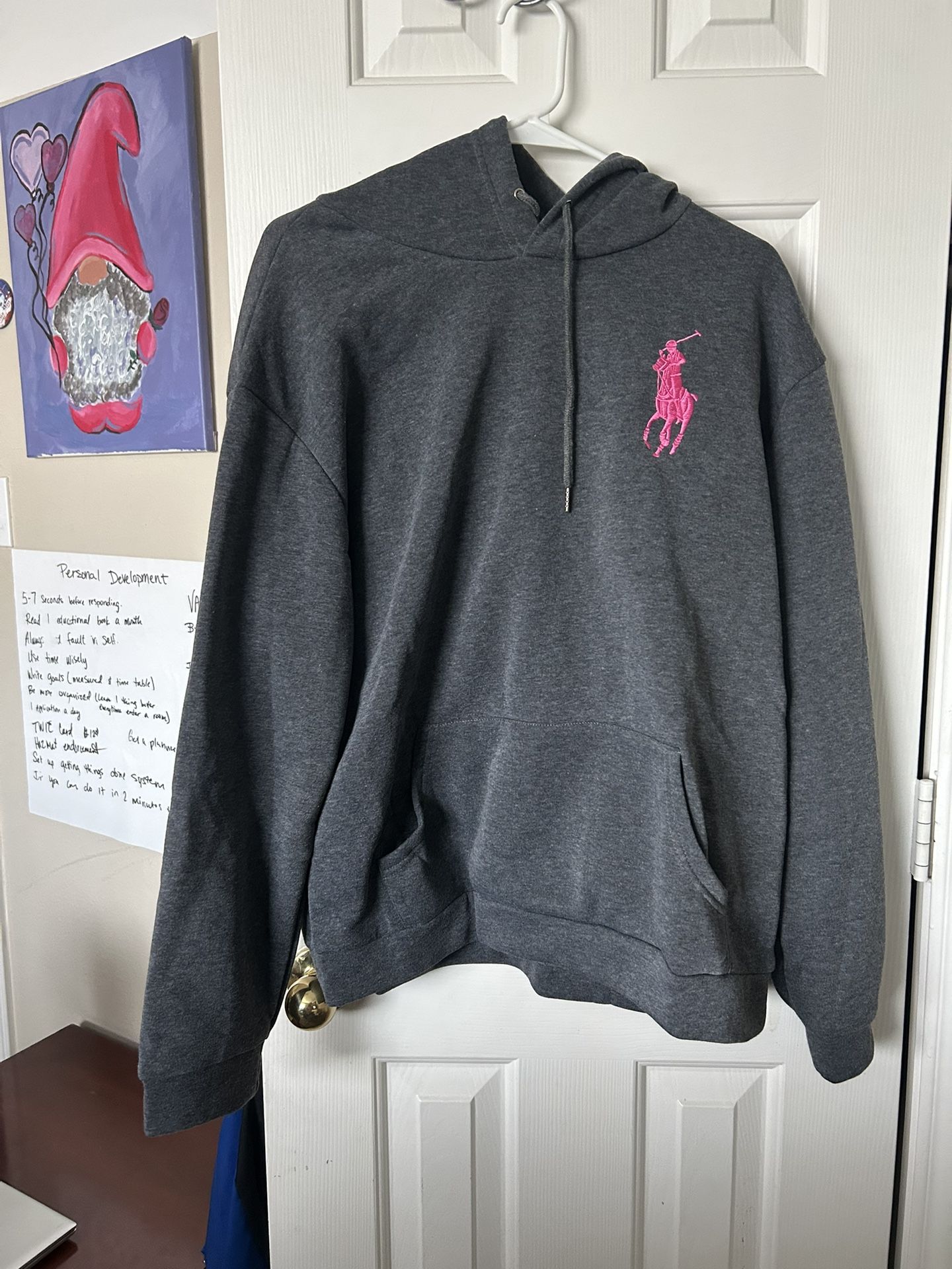 Grey and pink Polo Ralph Lauren hoodie woman 2xl #preppy