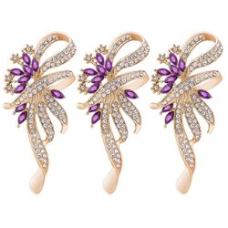 Brand new! 3 PCs Fancy Vintage Style Brooches Pin Created Crystals Brooch for Women with Purple Created Crystal