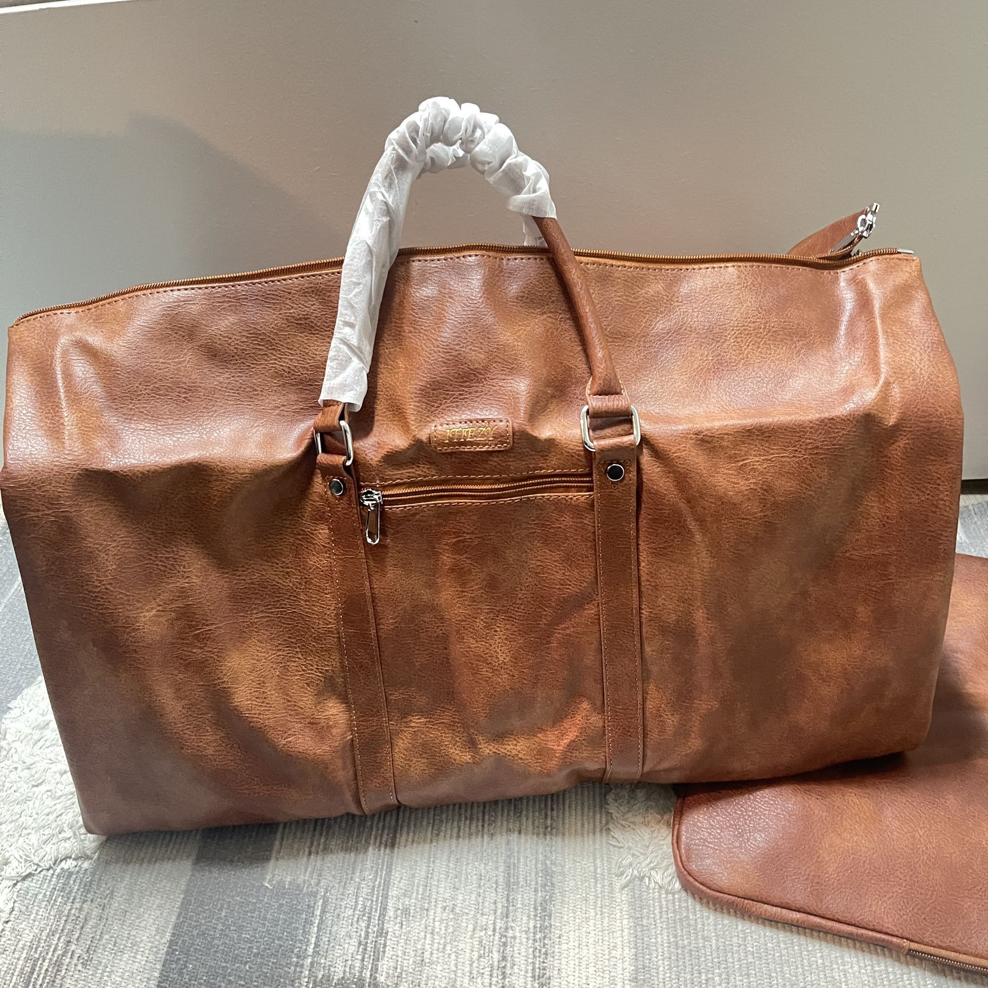 3pcs Faux Leather Travel Duffel Bag for Men
