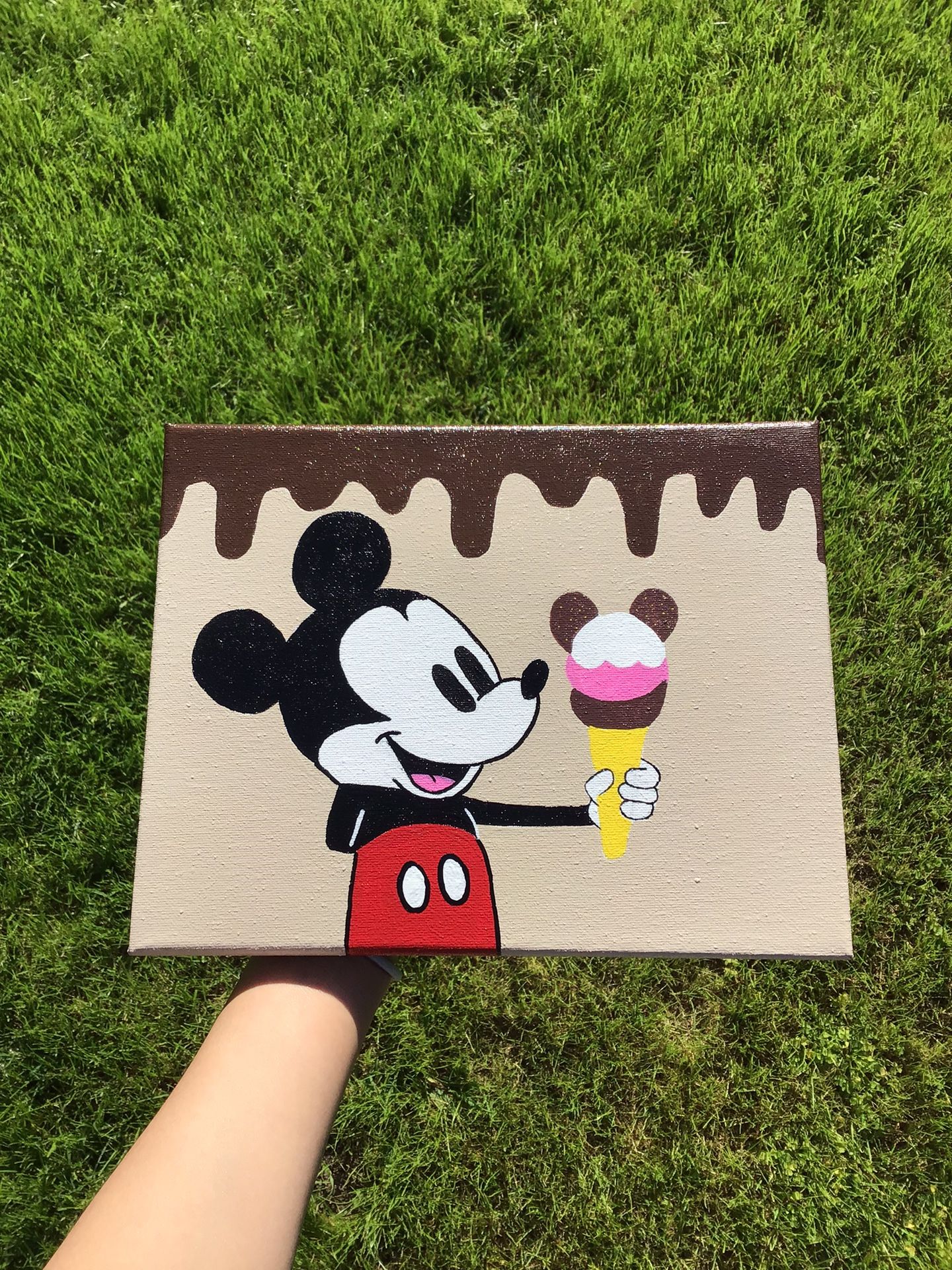 Mickey Mouse Painting Room Home Decor Wall Art Frame Acrylic Canvas Artwork Handmade Hand Painted Disney Mickey Minnie Mouse Disneyland Collectibles 