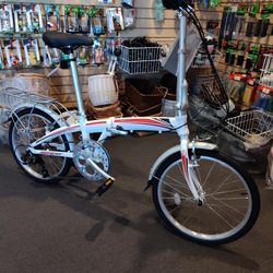 NEW KHS LATTE 20 WHITE RED 7 SPEED ALUMINUM GEARED FOLDING BIKE