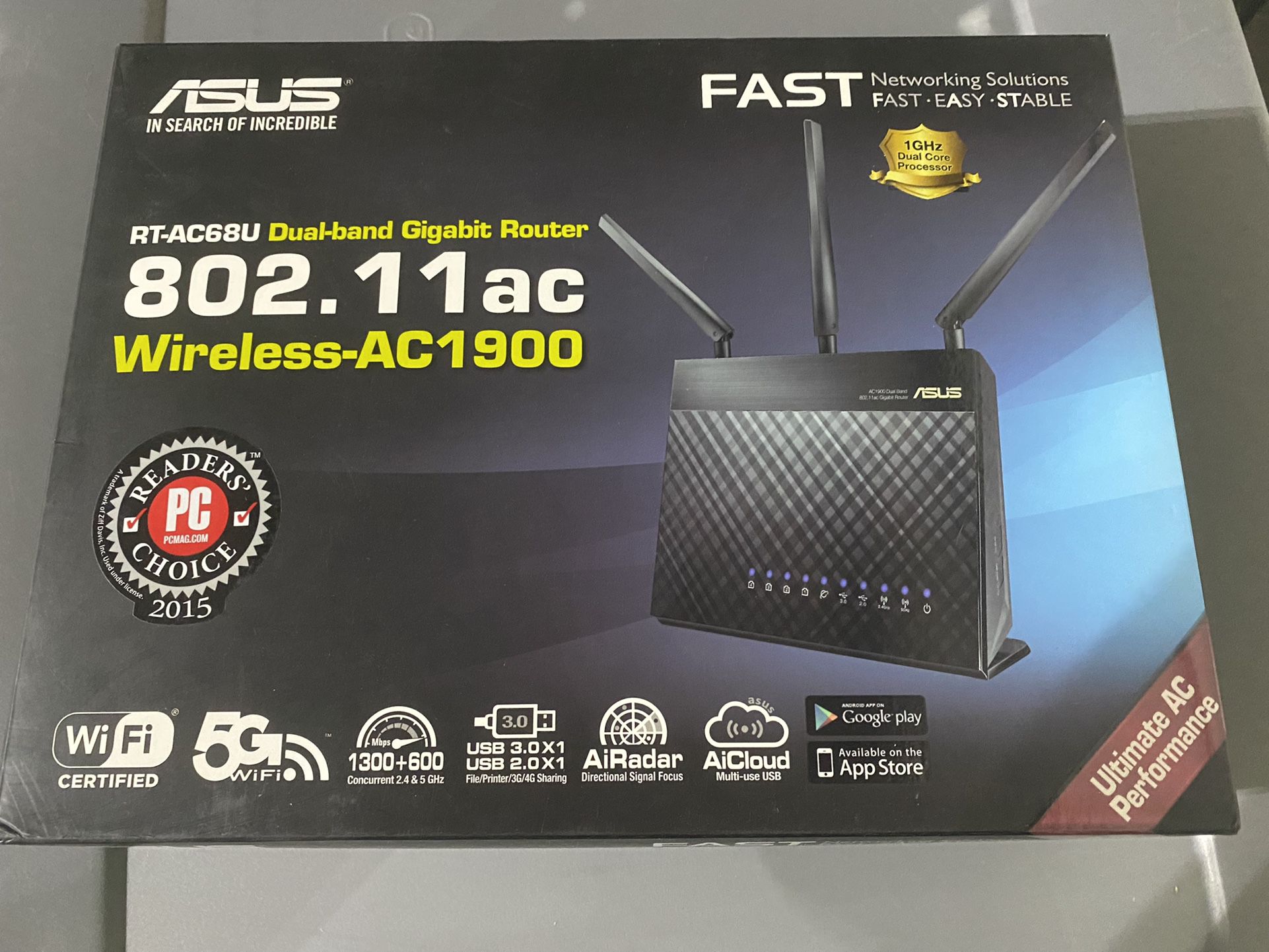 ASUS AC1900 WiFi Gaming Router (RT-AC68U) - Dual Band Gigabit Wireless Internet Router, Gaming & Streaming, AiMesh Compatible
