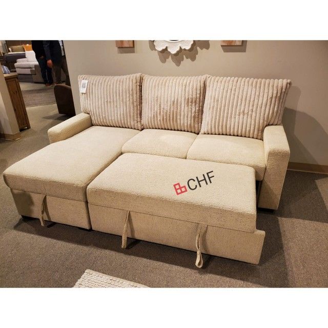 Sleeper Sectional Sofa With Storage Chaise And Pull Out Bed - Limited Time Offer