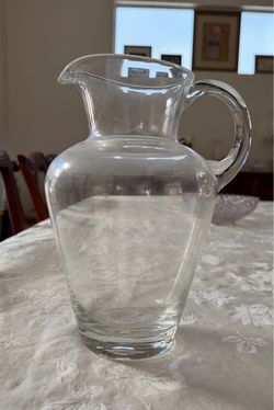 Classic  Hand blown Clear Glass Water Pitcher – Heavy Glass Serving Jug