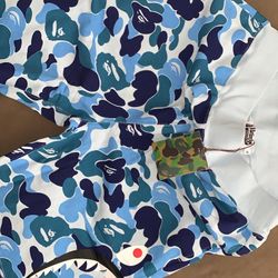 Bape Blue Camo Shark Shorts