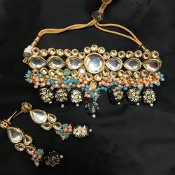 Kundan Meenakari Indian Bollywood Pakistani Jewellery Necklace Choker 